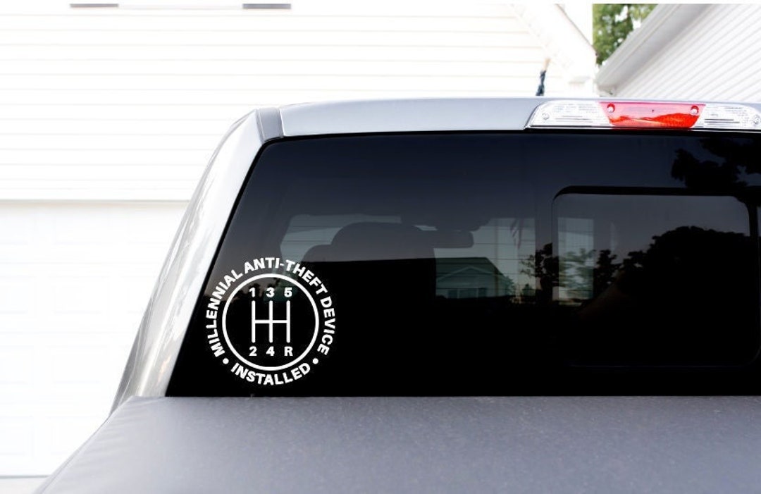 Antitheft Device Installed, Millennial Anti Theft Device Car Decal, Car Decals, Window Decal