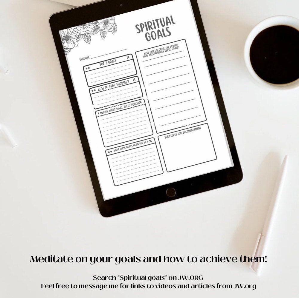JW Spiritual Goals Worksheet Printable Download Goodnotes Etsy