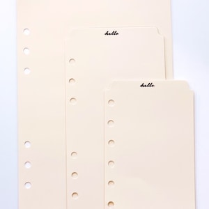 Ring Planner &quot;hello&quot; Dashboards - Dividers - Personal, Personal Wide, FCC, A5,  A6, Pocket, Mini Hp Planner Inserts - Neutral Tones