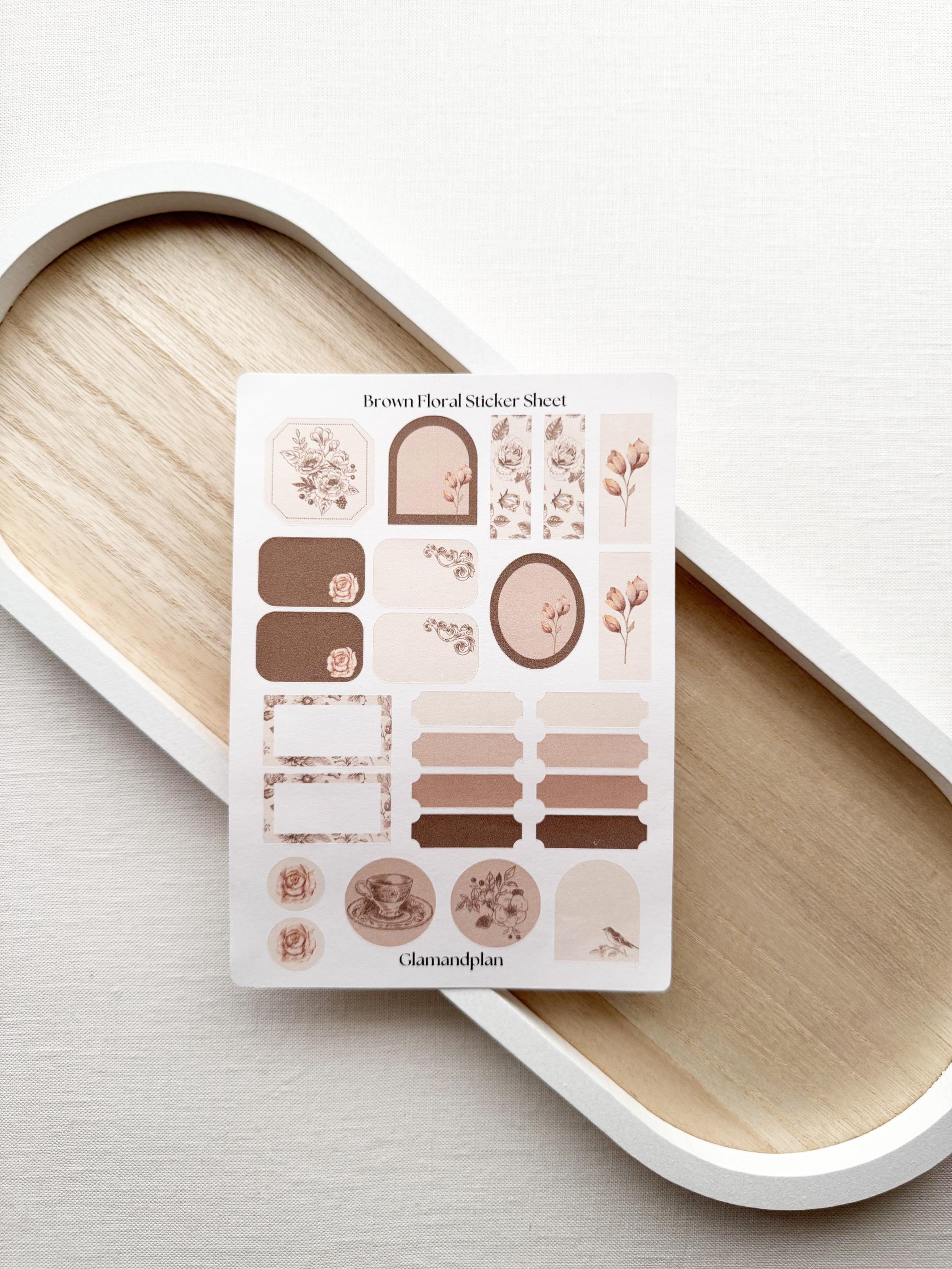 Brown Floral Planner Stickers - Journaling Stickers - Bujo Stickers ...