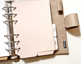 Two Top/Bottom Tab Dividers Ring Planner -  TRUE A6 Planner Inserts - Neutral Tones - Minimal Planner