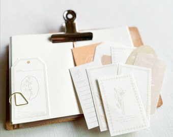 Vintage  Neutral Floral Journaling Cards - Handmade paper - Planner Decor - Journaling Ephemera - Planning Deco Cards