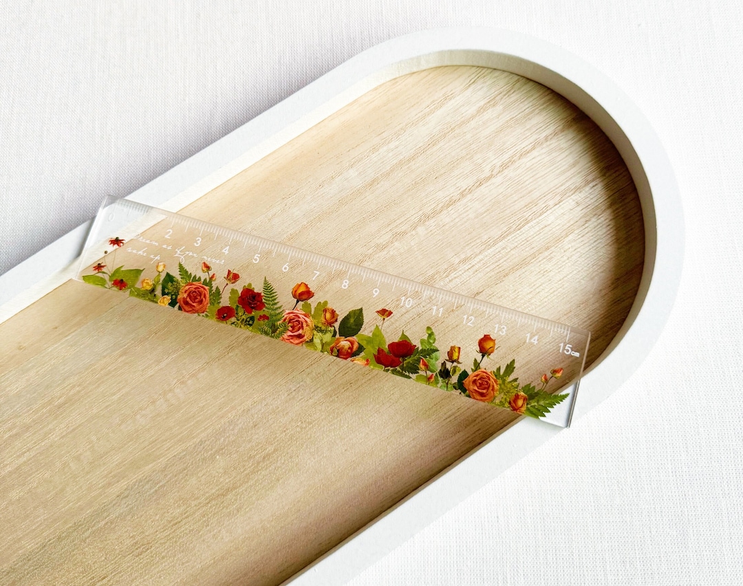 Rose Flower Ruler Clear Transparent With Roses Acrylic Ruler - Planner Supplies ...