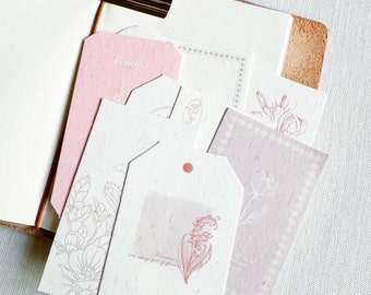 Vintage Blushing Floral Journaling Cards - Handmade paper - Planner Decor - Journaling Ephemera - Planning Deco Cards