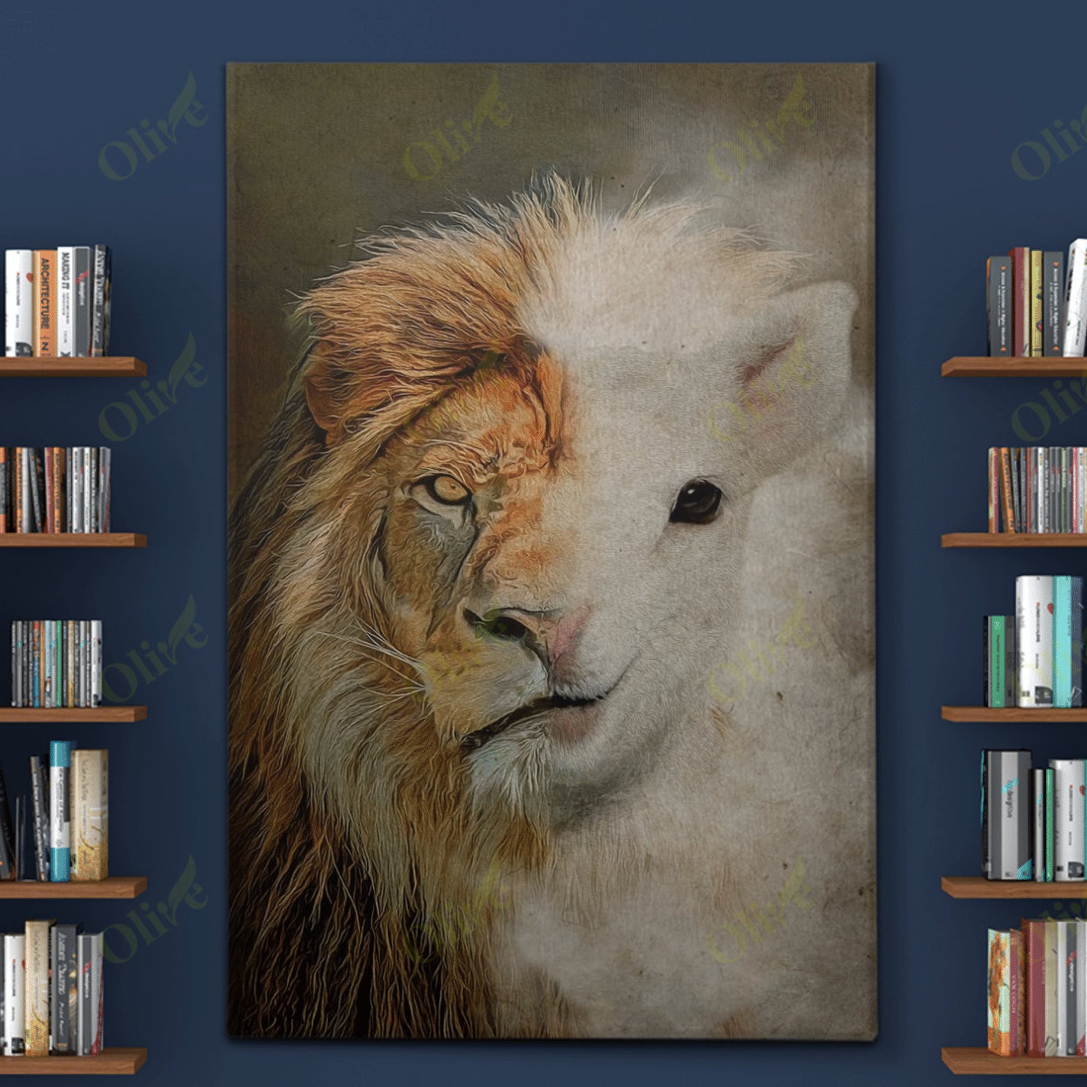 Lion of Judah Lamb of God Painting Poster Wall Art Canvas Home Etsy