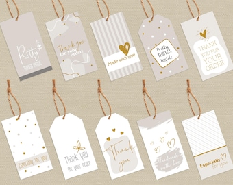 10 Printable Business Gift Tags | Thank You & Special Message Tags for Packaging, Orders and Gifts | PDF Instant Download