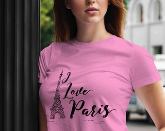 I LOVE PARIS - print file in two colors. You can print on T-shirts, hats, bags and more. Includes 8 file types svg,dxf,png,pdf -digital file