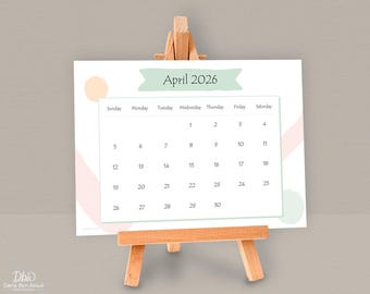2026 Printable Calendar | 5x7 Inch Pastel Circles Design | Digital Download PDF | Minimal Modern Wall Desk Planner