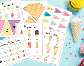 Ice Cream Pretend Play PDF | Role play Download | Ice Cream Shop Printable | Lune Bear
