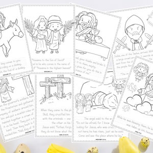 Printable Easter Story Coloring Pages, Christian Easter Story for Kids, Easter Ressurrection Story, Bible Study, PDF Download TWO VERSIONS. image 5