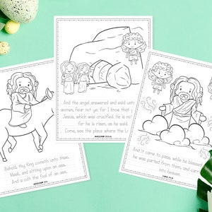 Printable Easter Story Coloring Pages, Christian Easter Story for Kids, Easter Ressurrection Story, Bible Study, PDF Download TWO VERSIONS. image 4