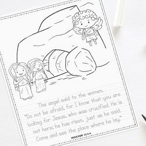 Printable Easter Story Coloring Pages, Christian Easter Story for Kids, Easter Ressurrection Story, Bible Study, PDF Download TWO VERSIONS. image 2