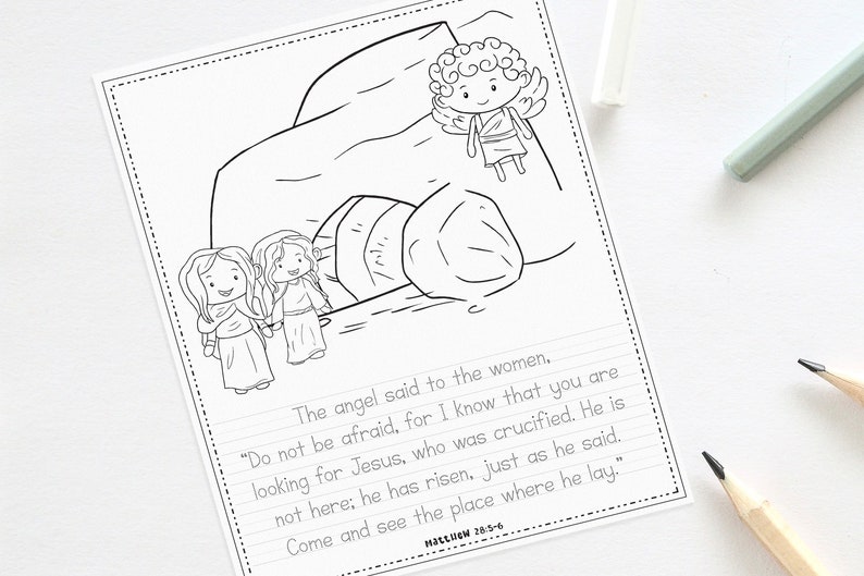 Printable Easter Story Coloring Pages, Christian Easter Story for Kids, Easter Ressurrection Story, Bible Study, PDF Download TWO VERSIONS. image 2