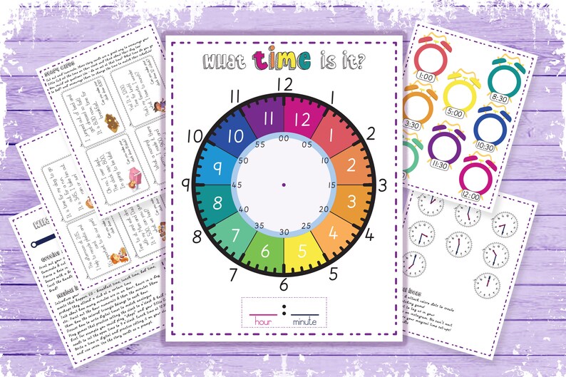 Learn To Tell Time Bundle, Printable Clock, Kids Learning Game, Homeschool Activity, Educational Clock, Teaching Time, Analogue Learning image 1