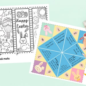 Children's Easter Activity Bundle PDF Easter Postcards Download Cootie Catcher Lune Bear image 4