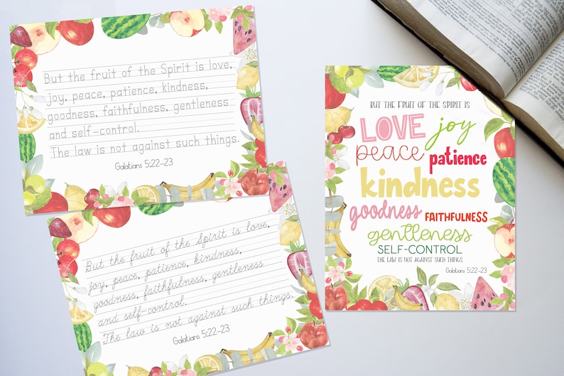 Fruit Of The Spirit Memory Verse PDF, Preschool Printable, Bible Verse, Galatians, Religious Educational Activity, Homeschool Sunday School image 1