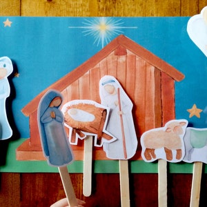 Nativity Printable Kids, The Story of Christmas Scripture Cards, Paper Doll Puppets, Child Devotions, Christian Bible Study Download PDF image 5