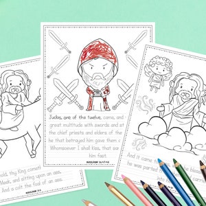 Printable Easter Story Coloring Pages, Christian Easter Story for Kids, Easter Ressurrection Story, Bible Study, PDF Download TWO VERSIONS. image 1
