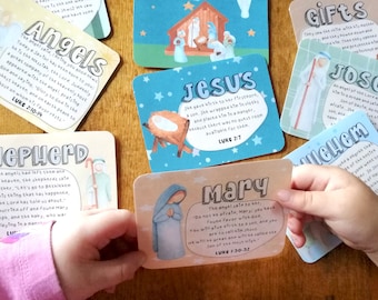 Nativity Printable Kids, The Story of Christmas Scripture Cards, Paper Doll Puppets, Child Devotions, Christian Bible Study | Download PDF