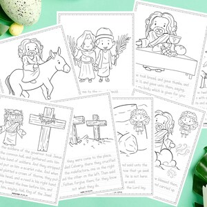 Printable Easter Story Coloring Pages, Christian Easter Story for Kids, Easter Ressurrection Story, Bible Study, PDF Download TWO VERSIONS. image 3