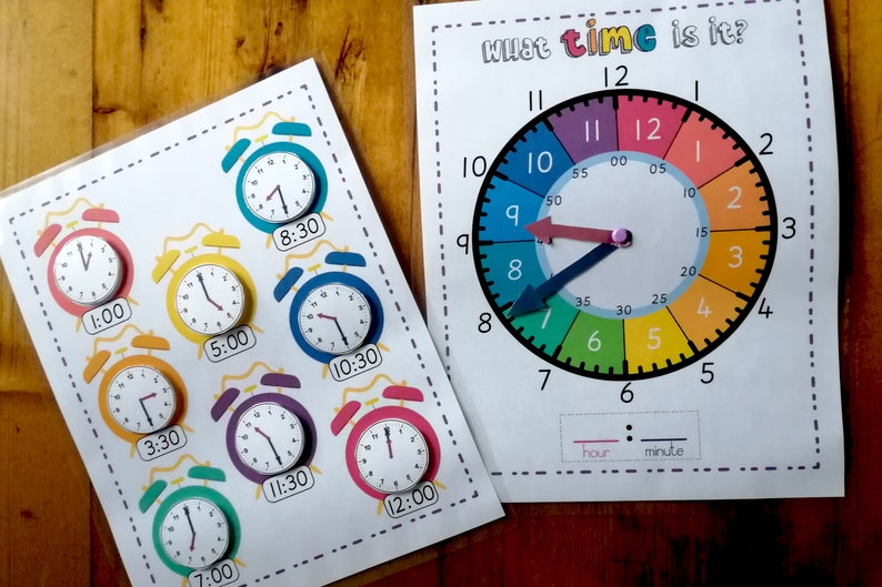 Learn To Tell Time Bundle, Printable Clock, Kids Learning Game, Homeschool Activity, Educational Clock, Teaching Time, Analogue Learning image 6