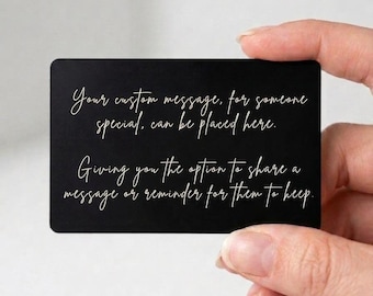 Personalised Metal Wallet Card Keepsake Gift | Custom Message for Him & Her | Engraved Wallet Insert | Anniversary Memorial Wedding Birthday