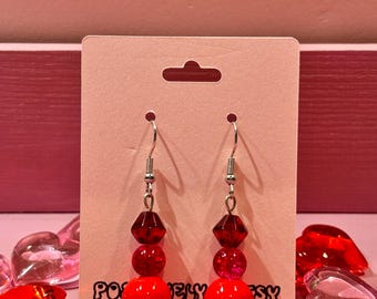 Red earrings | Handmade bead earrings