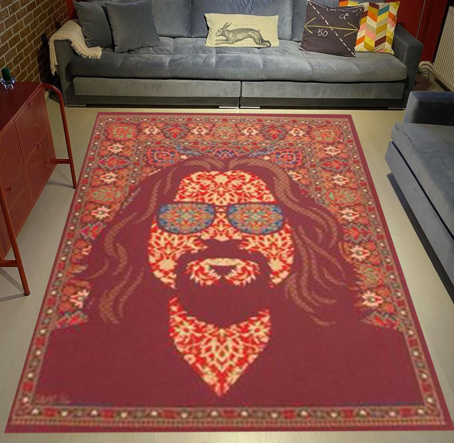 Dude Rug Modern Rug Custom Rug Big Lebowski Rug For Living Etsy