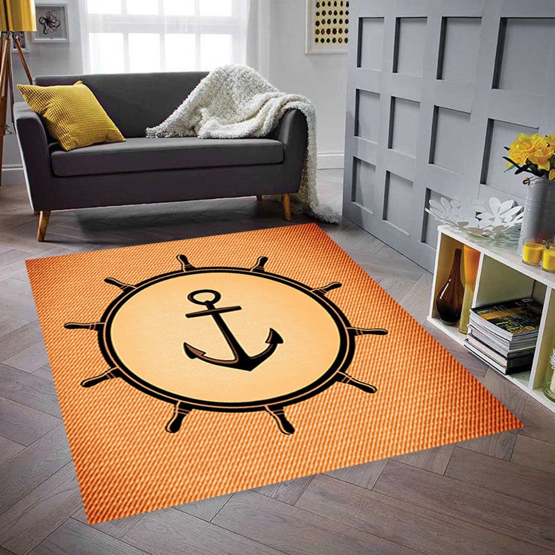 Anchor Rug Dutch Ship Rudder Orange Rug Yacht Rug Marine Etsy