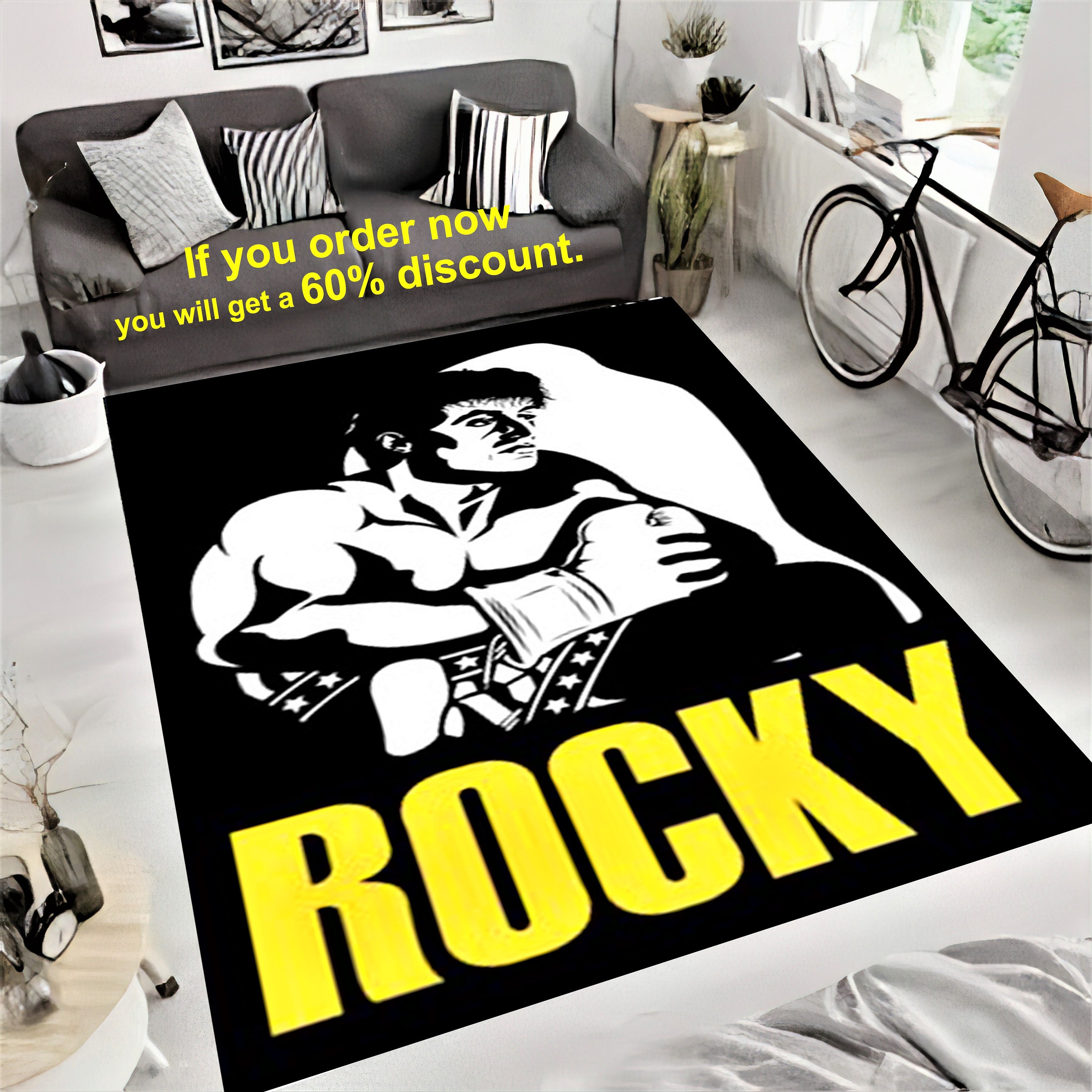 Rocky Modern Rug Boxing Sports Custom Rug Sylvester Etsy