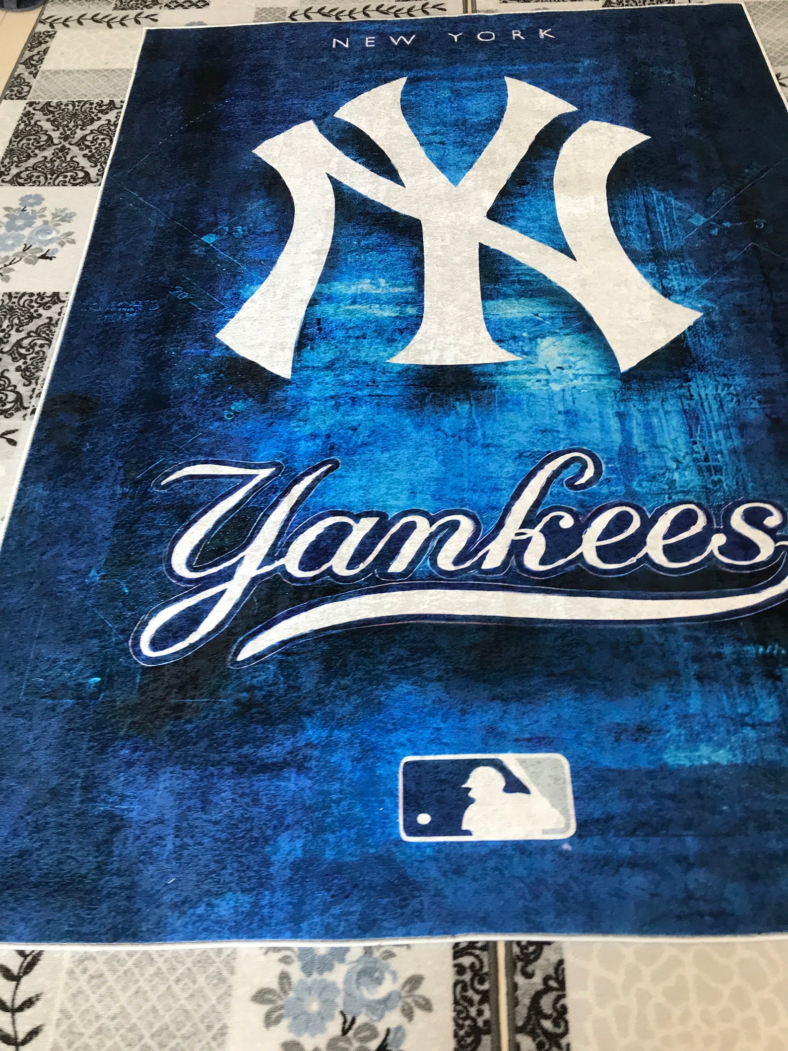 New York Yankees Modern RugQuality Rugs Navy Rug Area Etsy