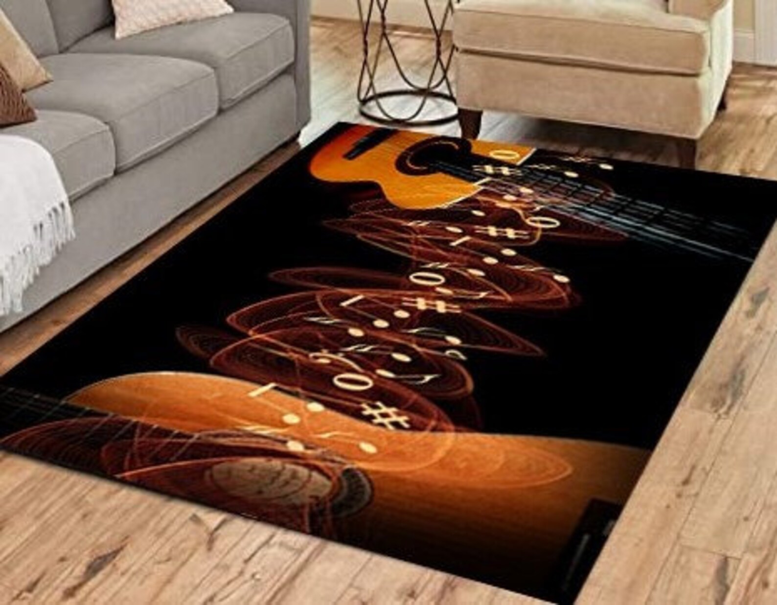 Custom Rug Modern Rug Music Rug Guitar Rug Living Room Etsy