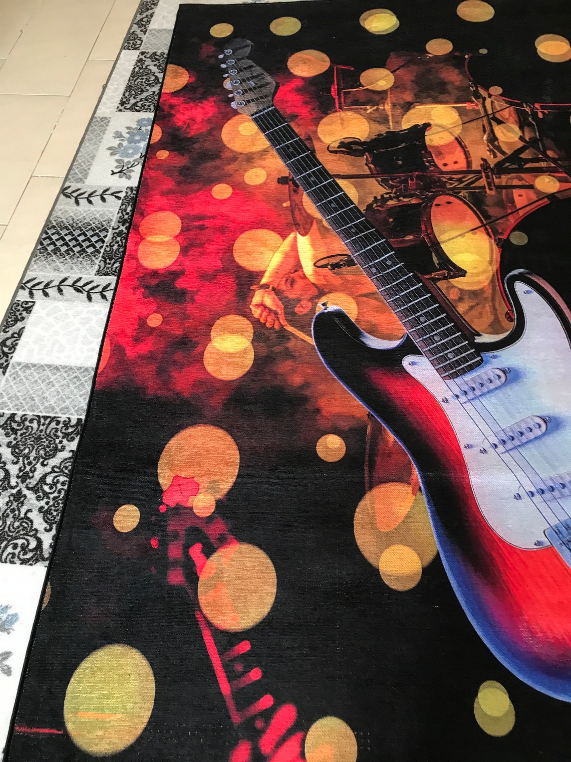 Guitar Rug Modern Rug Living Room Rug Custom Rug Etsy