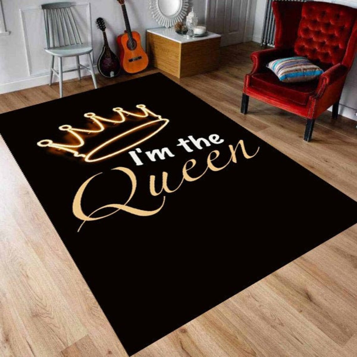 Queen Rugs Queen Crown Rugs King Rugs Modern Rug Custom Etsy