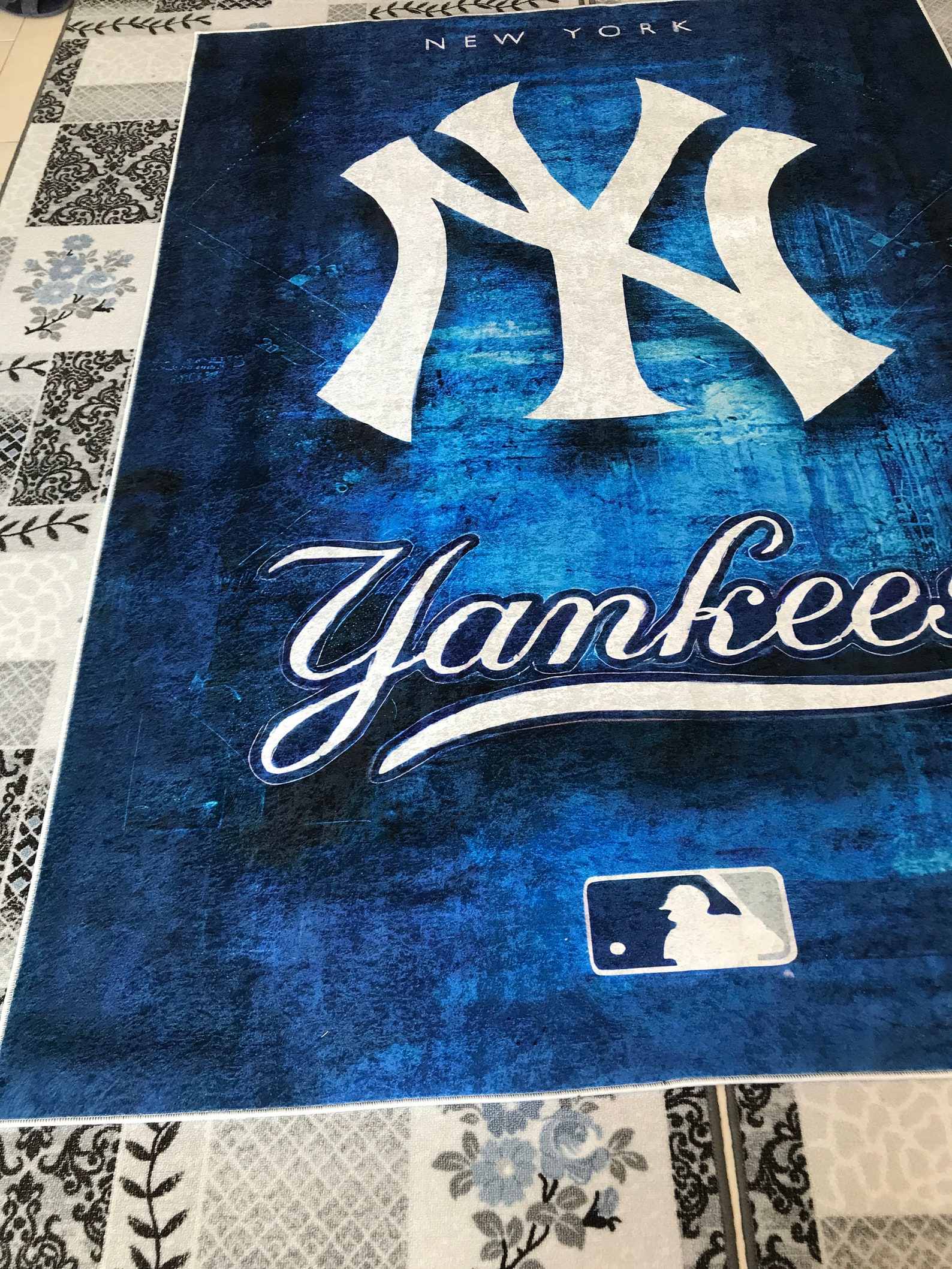 New York Yankees Modern RugQuality Rugs Navy Rug Area Etsy