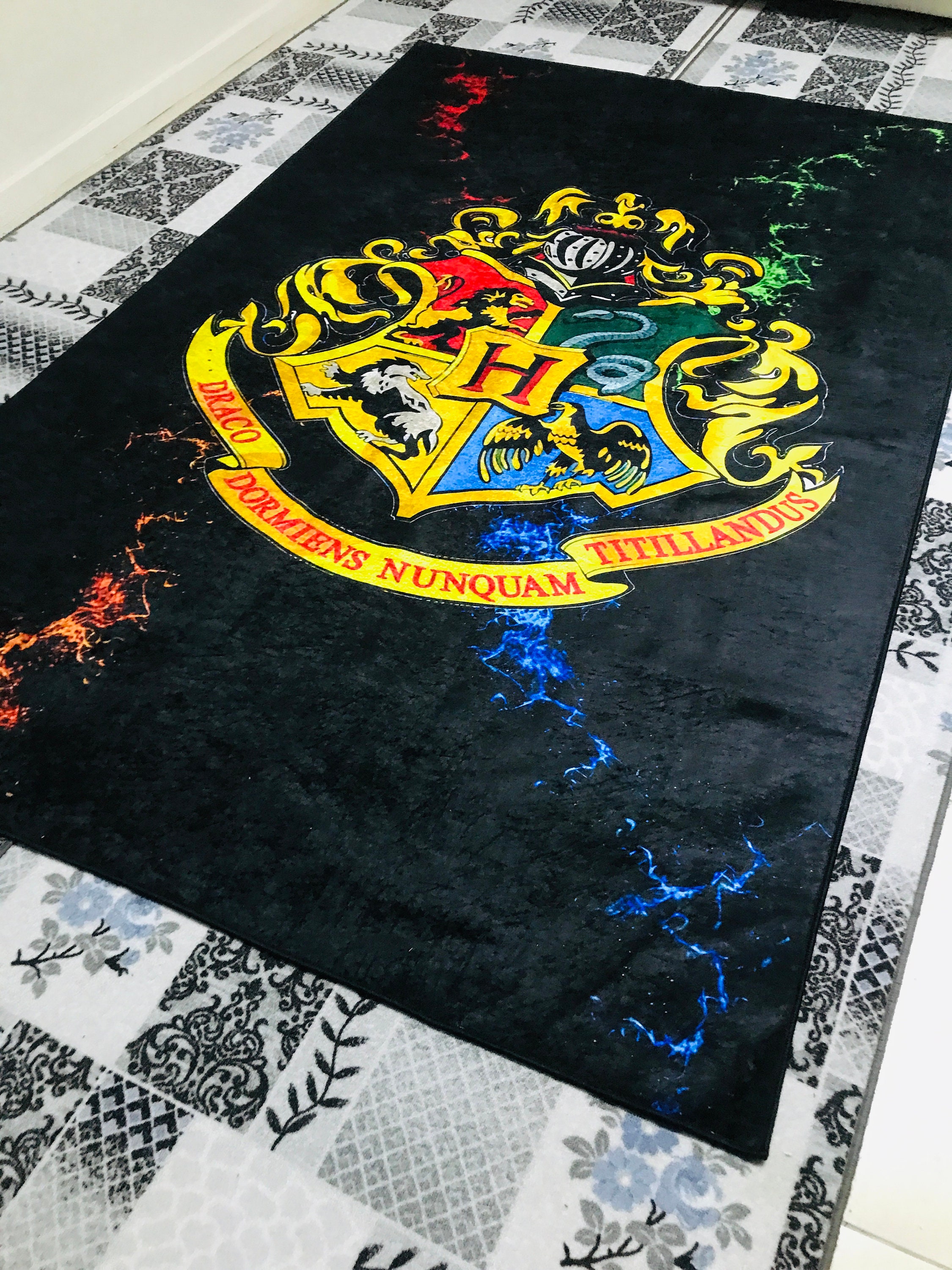 Harry Potter Rug Kids Room Rug Hogwarts Crest MapModern Etsy
