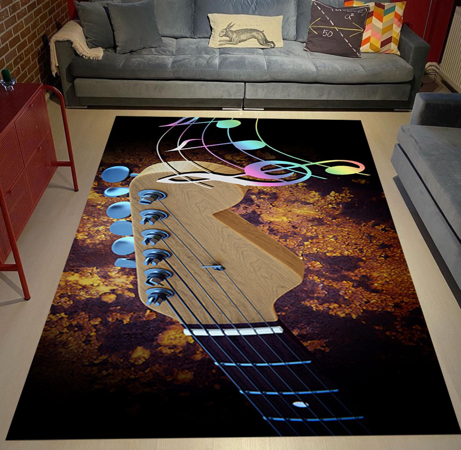 Guitar Rug Music Rug Modern Rug Custom Rug Floor Rug 3x5 Etsy
