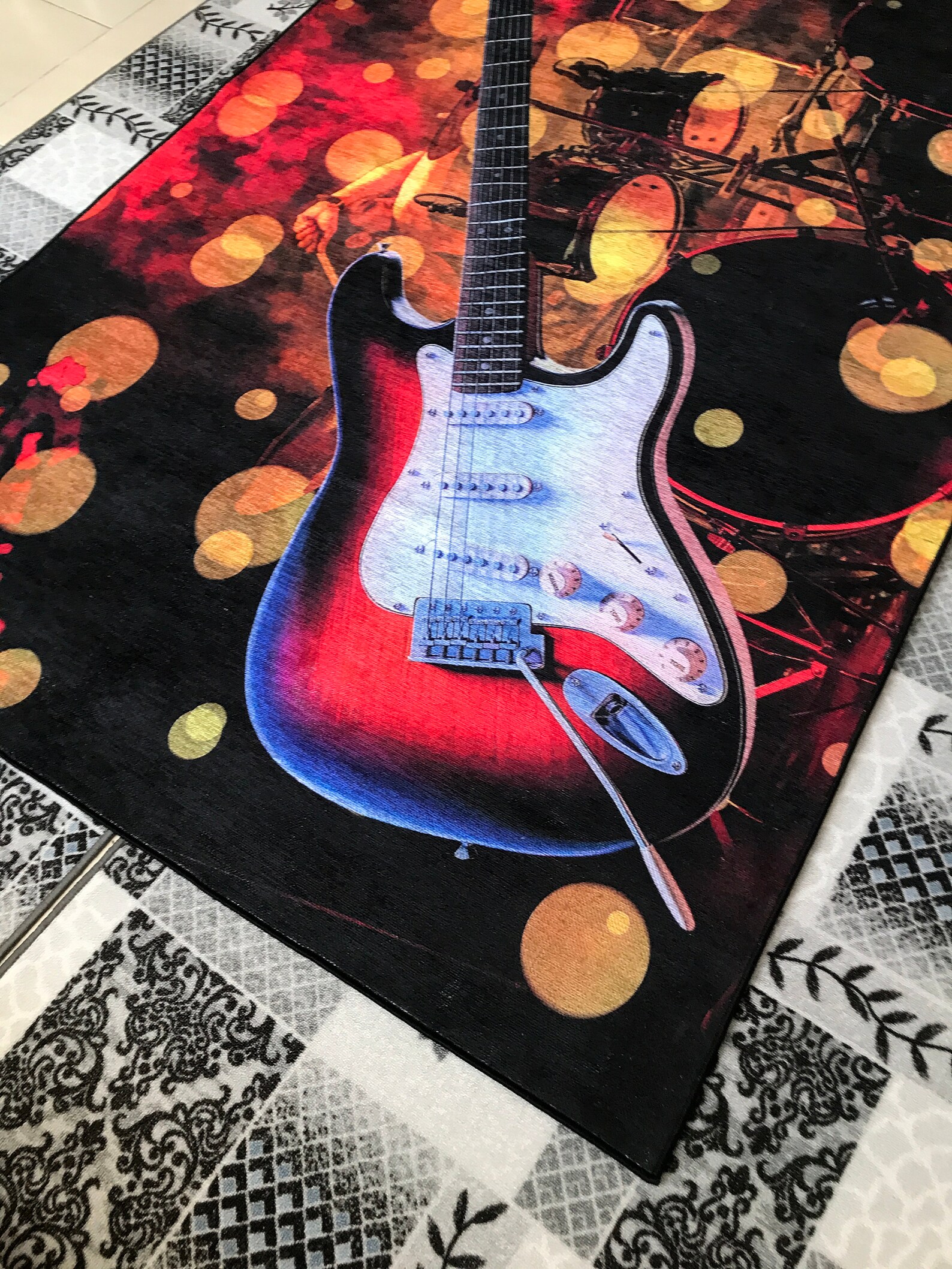 Guitar Rug Modern Rug Living Room Rug Custom Rug Etsy