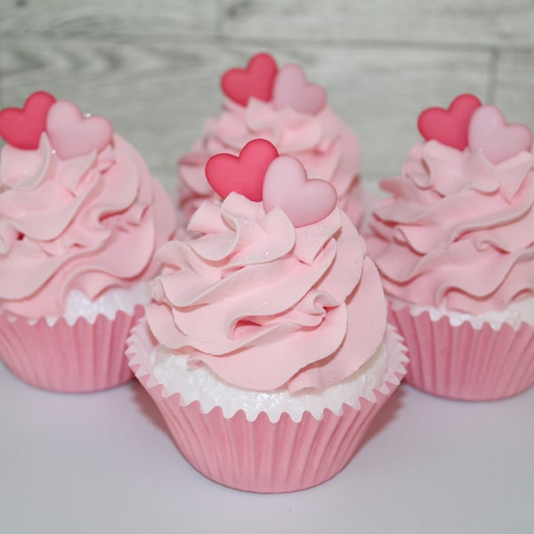 Fake PINK Valentine's Day Cupcakes, Valentine's Cupcakes, Valentine's décor, Valentine's Day tiered tray décor, Fake Cupcakes