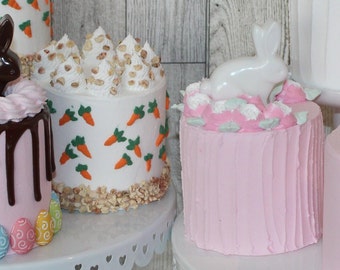 Fake Easter MINI CAKES, Easter décor, Easter tiered tray décor, Fake Cakes