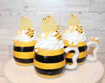 Fake Honey Bee Mini Mug, Bee tiered tray, Bee décor, Spring décor, Fake honey