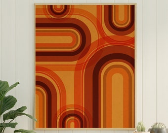 Boho Rainbow Decor, Retro Gradient Poster, Terracotta Wall Art, Trendy Wall Art, 70s Art Print, Above Bed Decor