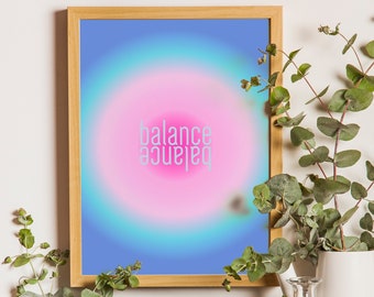 Gradient Art Balance, Gradient Poster Quote, Gradient Poster Print, Glow Print, Aesthetic Room Decor, Colorful Wall Print