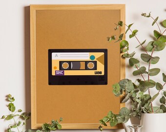 Retro Cassette Tape, Music Art Print, Retro Wall Art Print, Retro Decor 70s, Retro Poster Print, Retro 70s Home Decor, Gift for Music Lover