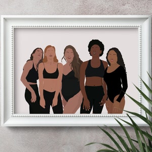 Modern girl digital art print, Contemporary girl illustration, Minimalist girl digital download, Boho girl wall art, Girls printable poster