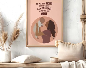 Best Gift for Mom, Mothers Day Gift, 1st Mothers Day Gift, Mom and Son Poster Print, Mother and Child Art, Baby Shower Gifts, Newborn Baby