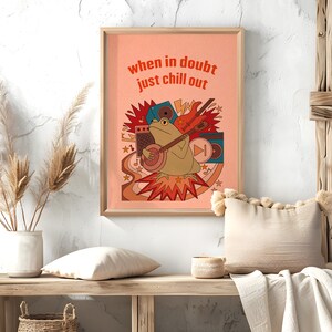 Retro Frog Wall Art Print, 70s Decor, Vintage Poster Print, Retro Quote Print, Vintage Frog Print, Positive Quote Art, Retro Music Wall Art