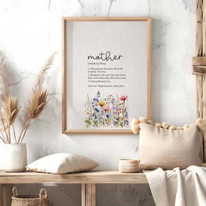 Mother&#39;s Day Gift, Grandmother Gift, Gifts for Mom, Mother and Flowers art, Gift for Mother, Mum Printable Art, Mother&#39;s Day Print