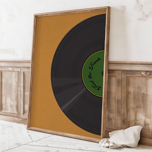 Disco de vinilo verde, decoración de los años 70, decoración retro del hogar de los años 70, póster de disco de vinilo, arte de pared retro, póster retro, póster vintage, impresión de pared de los años 70