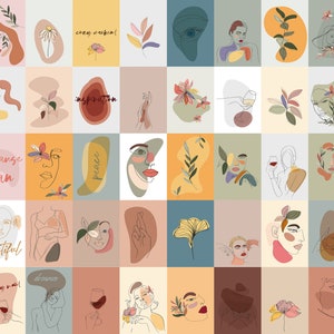 Pastel Collage Kit, Collage Kit Wall Decor, Pink Collage Kit, Collage Kit Aesthetic, Designer Wall Art, Digital Wall Decor, 40 Pcs